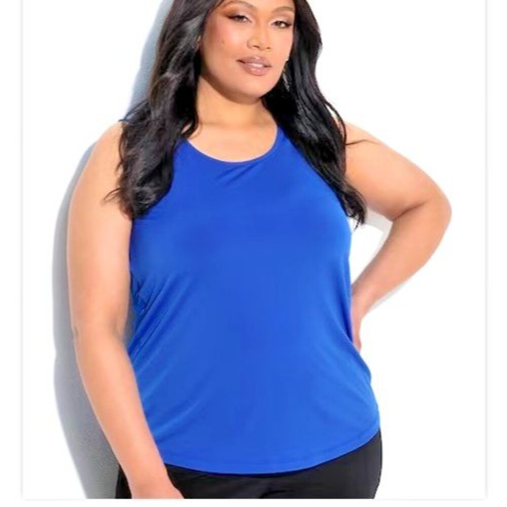 Kim Rogers Tank Top Womens Plus Size 3X Blue Sleeveless 100% Cotton Casual